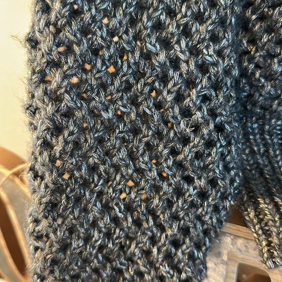 🌟White House Black Market Open Stitch Zip-Up Metallic Cardigan - Picture 6 of 13